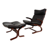 Kengu leather armchair with ottoman by Elsa&Nordahl Solheim for Rybo Rykken