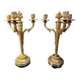 Pair of gilded bronze candelabra