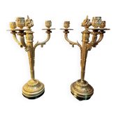 Pair of gilded bronze candelabra