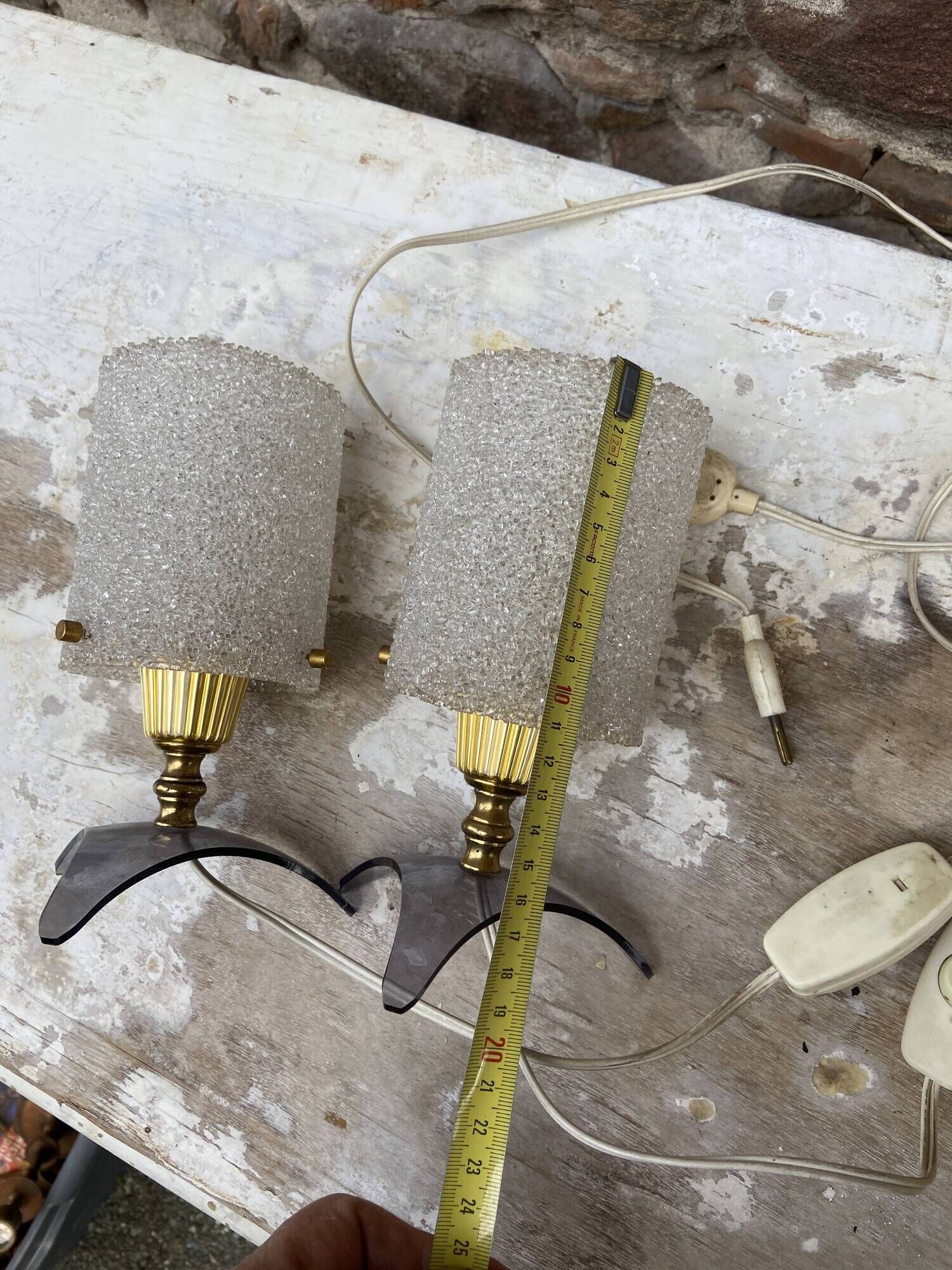 Pair of vintage bedside lamps 1960 design french light vintage perspex plexiglass
