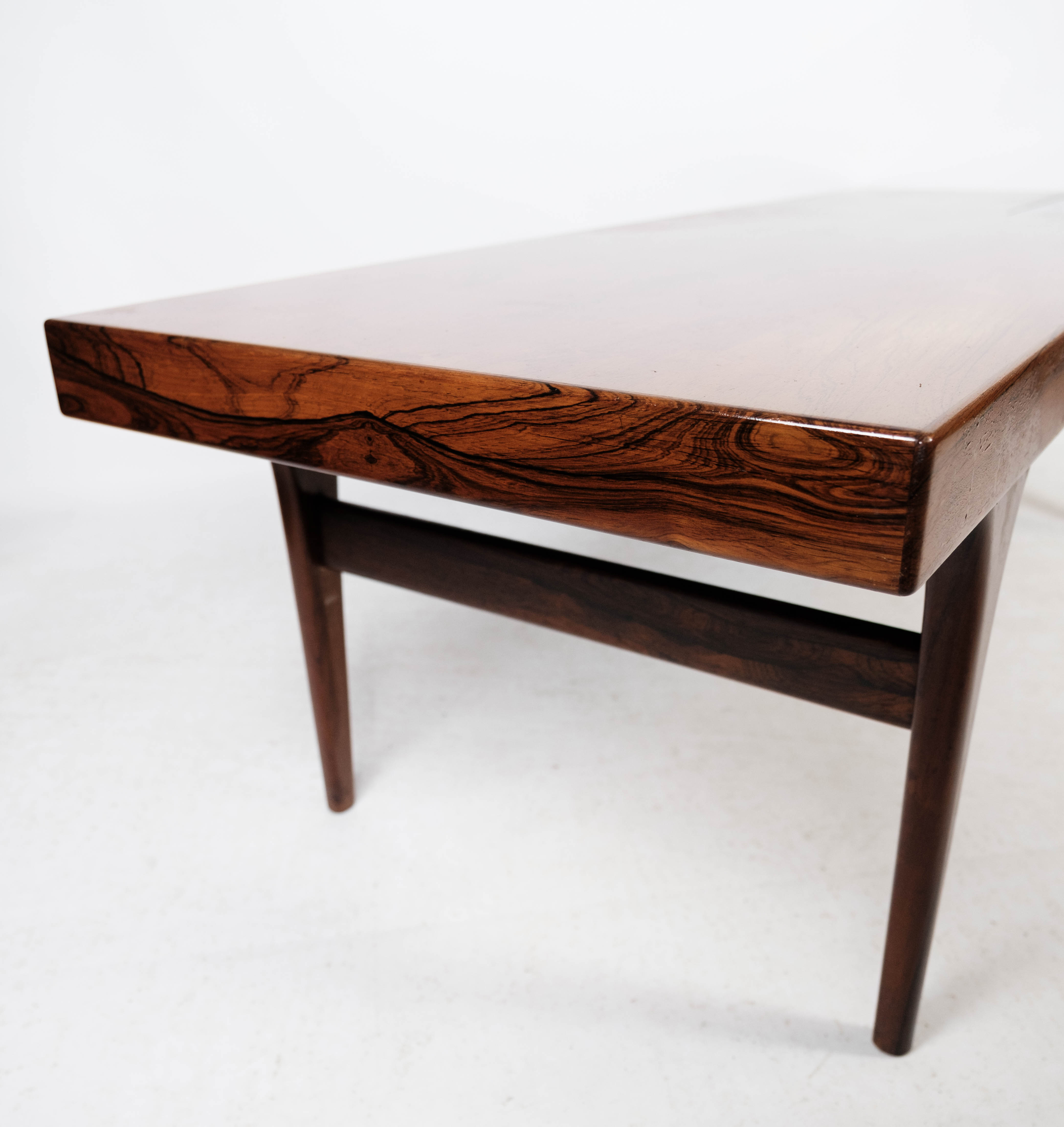 Coffee table in rosewood with blue tiles designed by Johannes Andersen, 1960s