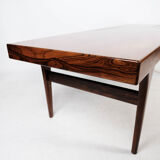 Table basse en palissandre avec carreaux bleus conçue par Johannes Andersen, années 1960