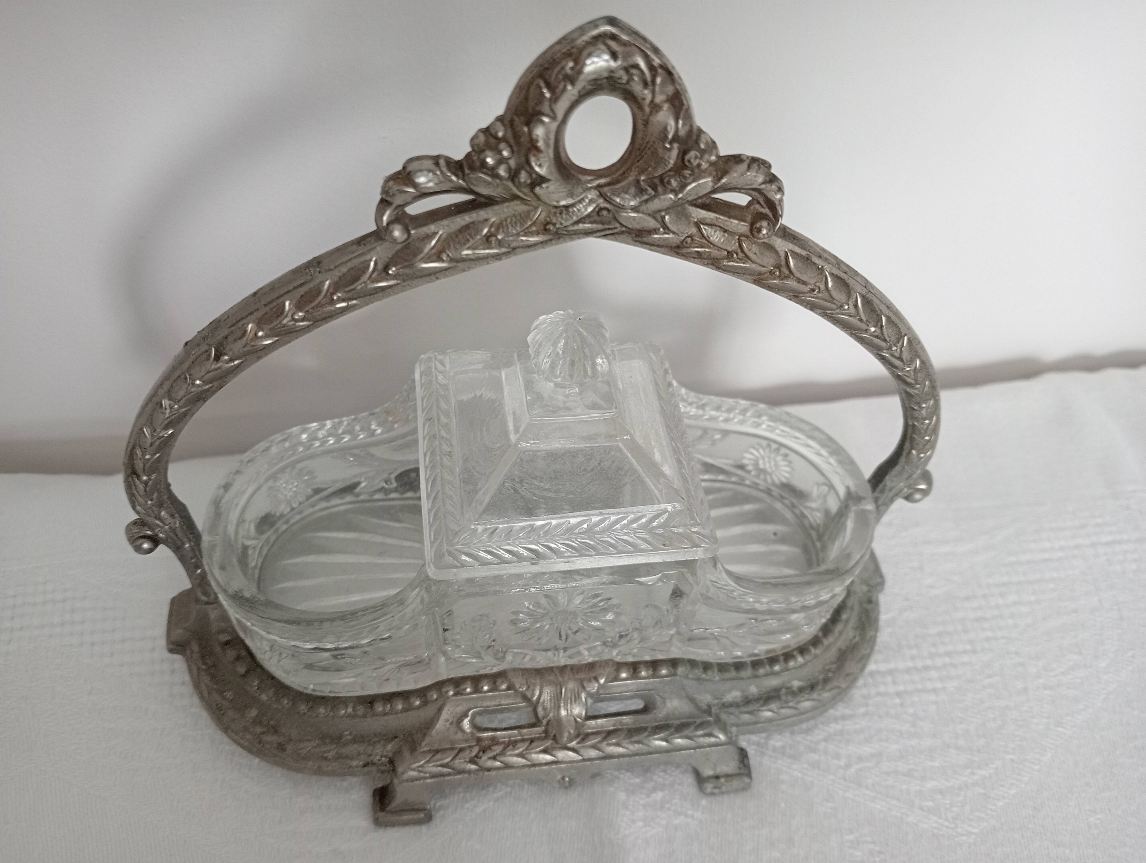 Antique servant, salt, pepper and mustard