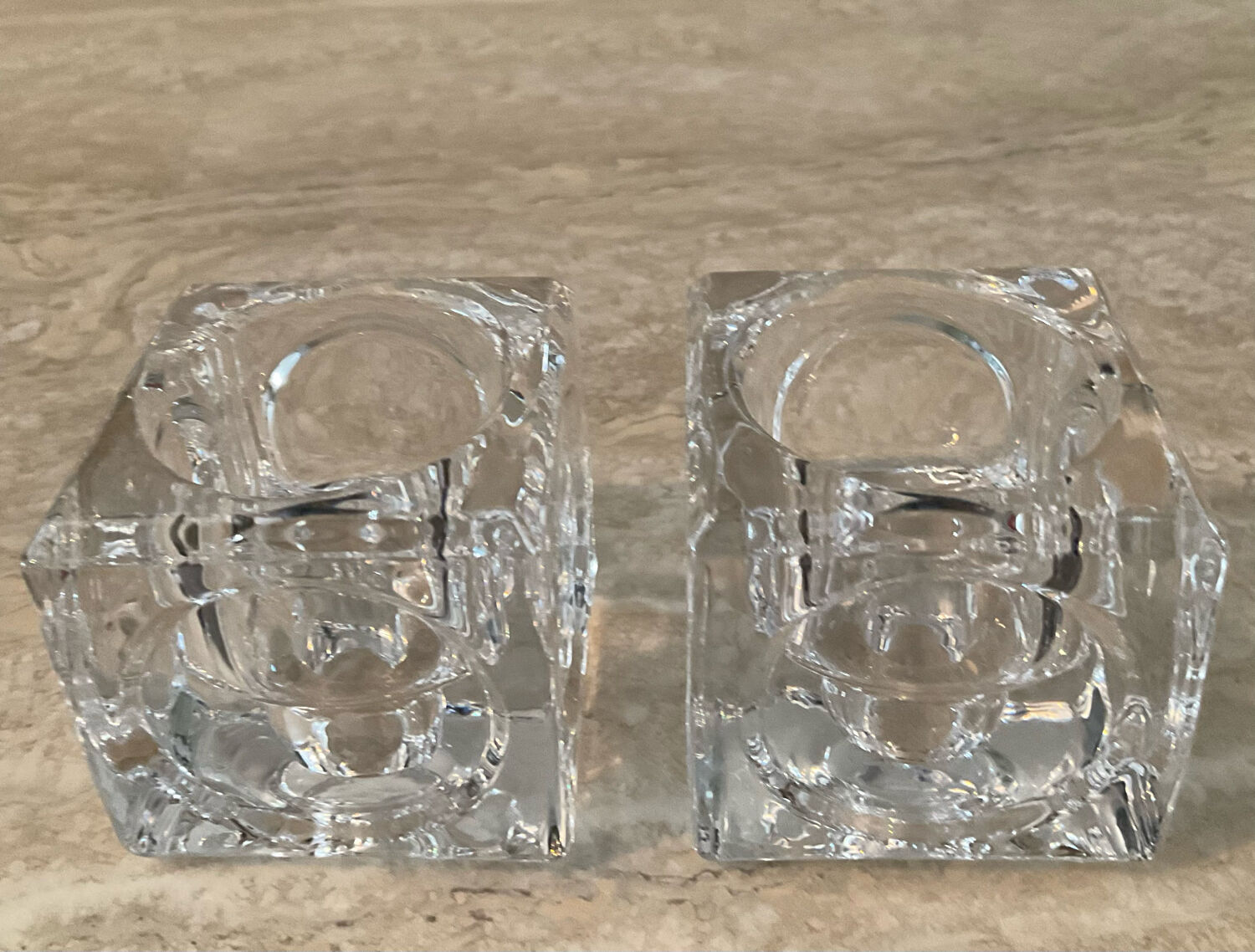 Pair of Peill & Putzler crystal candle holders from the 70s