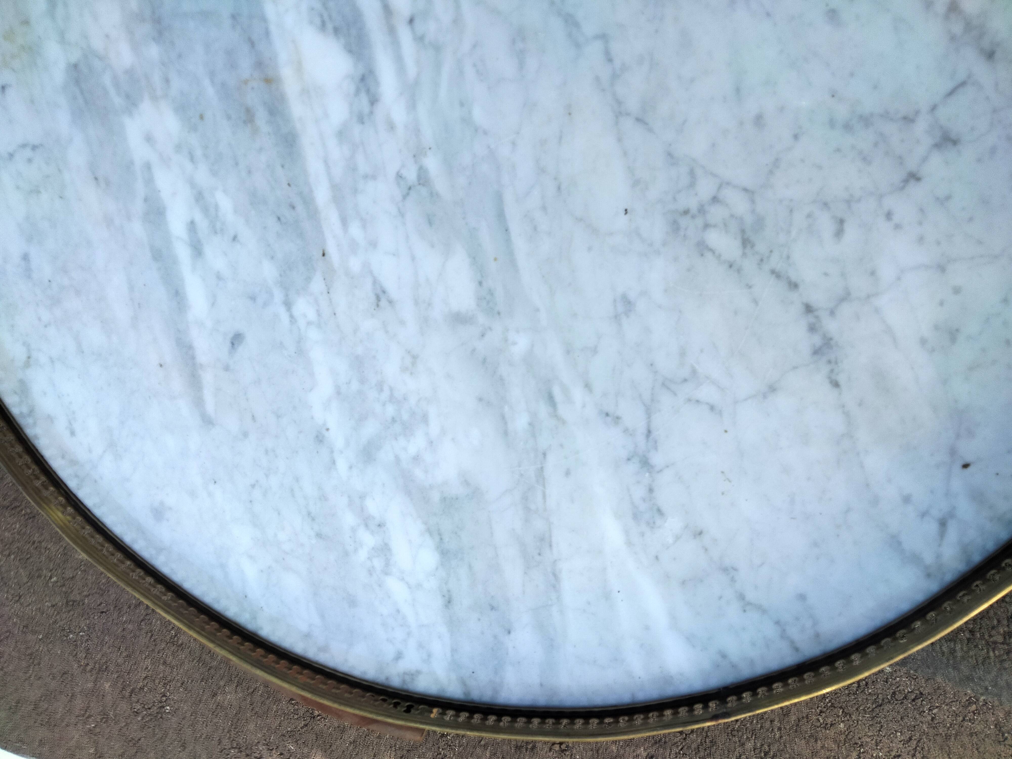 High table old hot water bottle Louis XVI style marble top