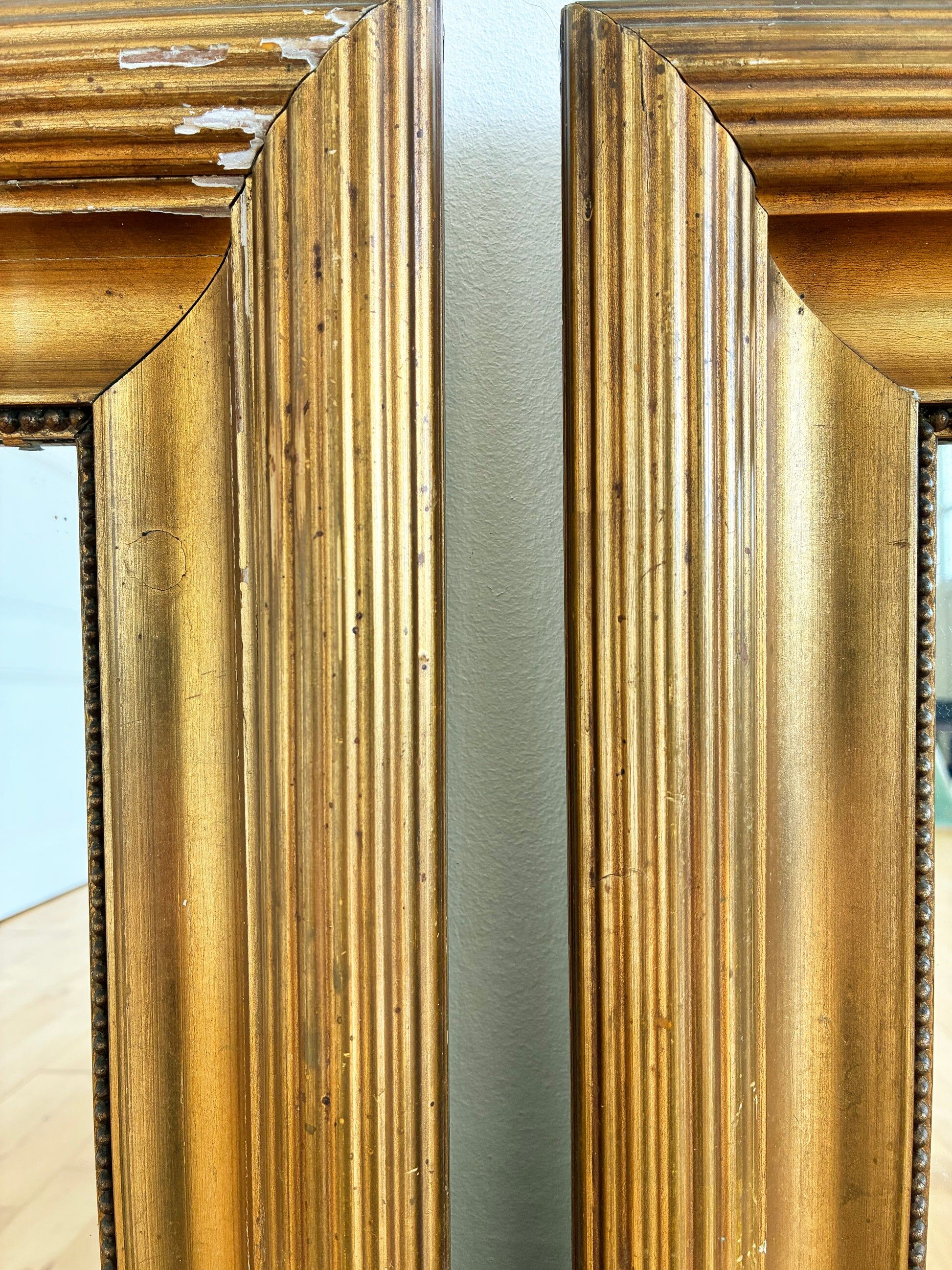Paire de miroirs muraux en bois doré danois antiques, fin du 19e siècle