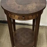 Round pedestal table / side table in wood marquetry