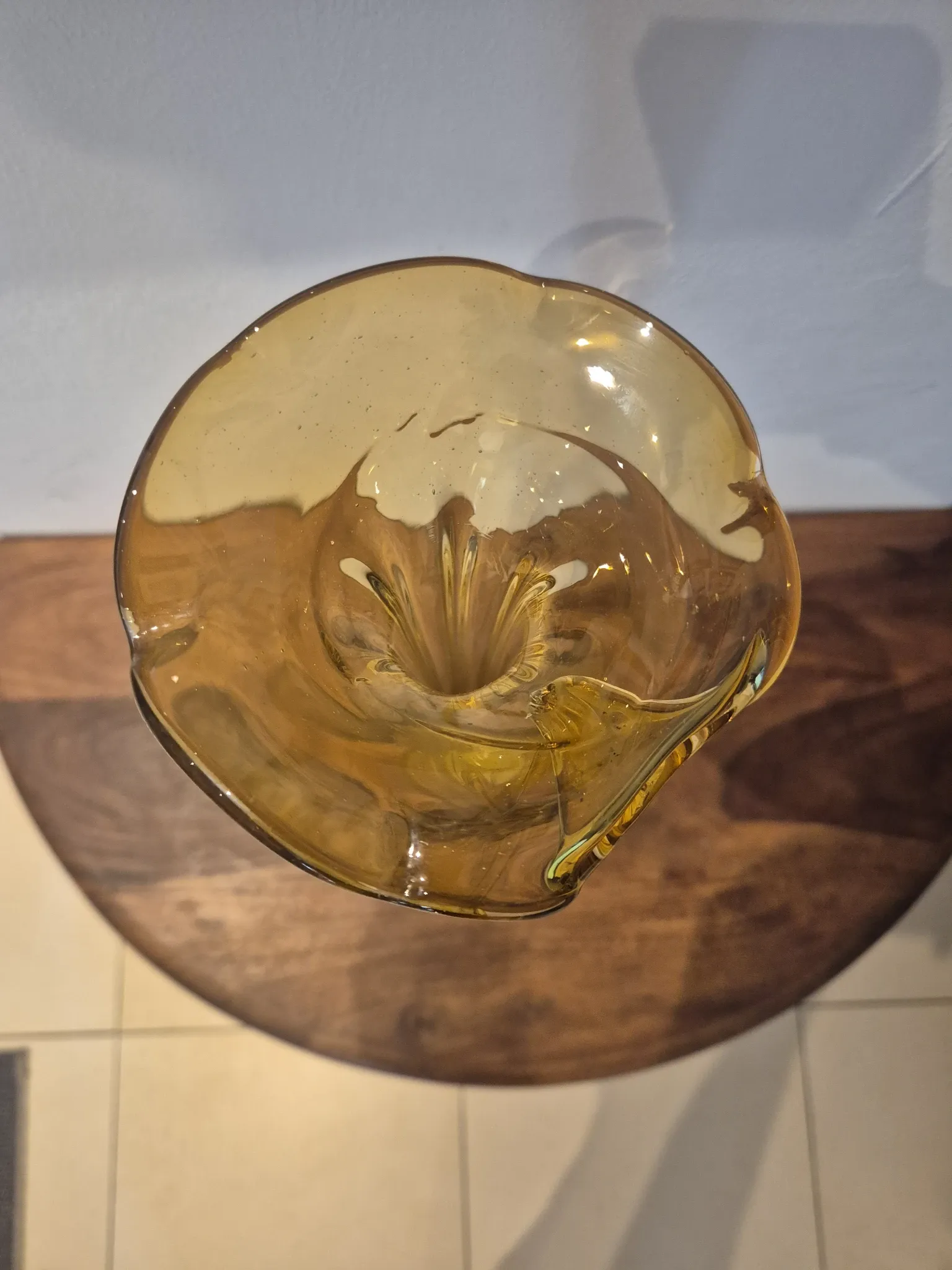 Large soliflore vase "Swung Vase" vintage amber 50 cm – Blown glass MCM
