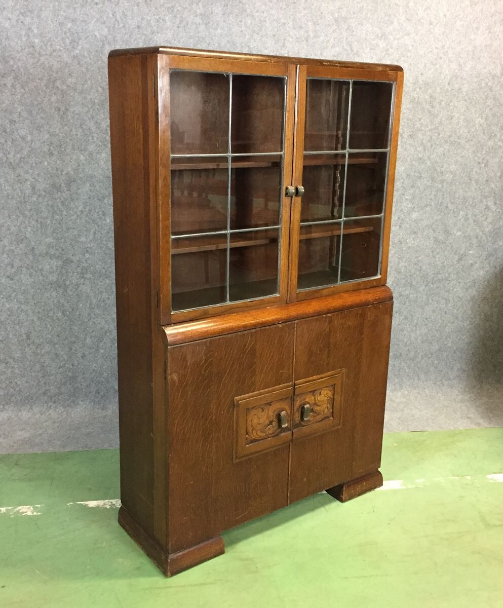 Glass art deco oak buffet