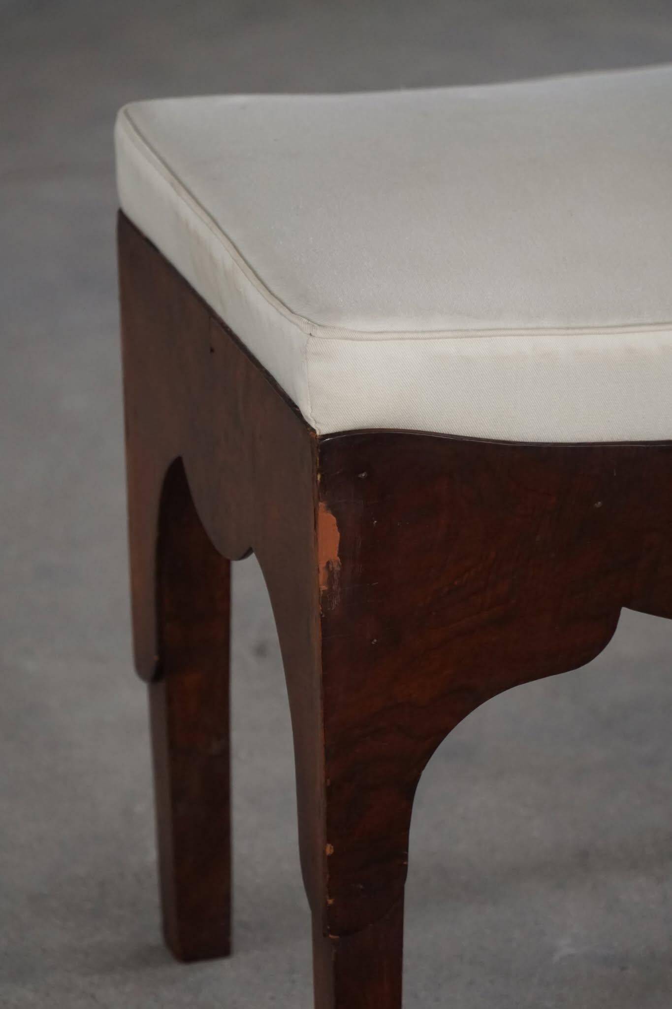 Early 20th-century mahogany vanity stool, made by a Danish cabinetmaker.