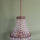 Lustre montgolfiere 3 feux bronze pampille cristal