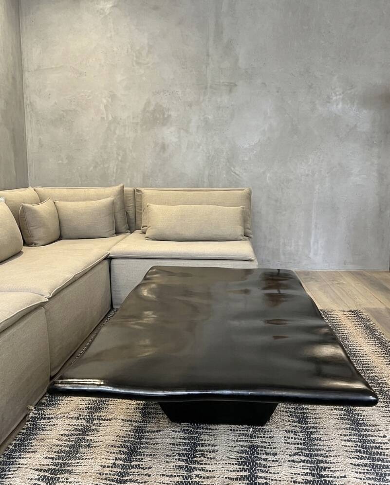 Mango wood coffee table, "wave effect" top.