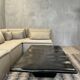 Mango wood coffee table, "wave effect" top.