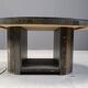 Vintage oval brutalist coffee table, 1970s