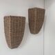 Pair of vintage wall lights, woven rattan, France 1980