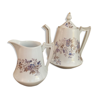 Teapot and old porcelain milk pot