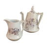 Théière et pot à lait anciens porcelaine