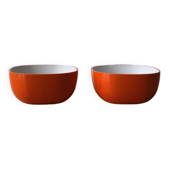 Set of 2 70s orange plastic ramekins