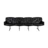 Midcentury modern black leather 4-seater sofa made by Lystager, 1960s