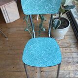 Formica vintage green table and opaline - 6 matching chairs