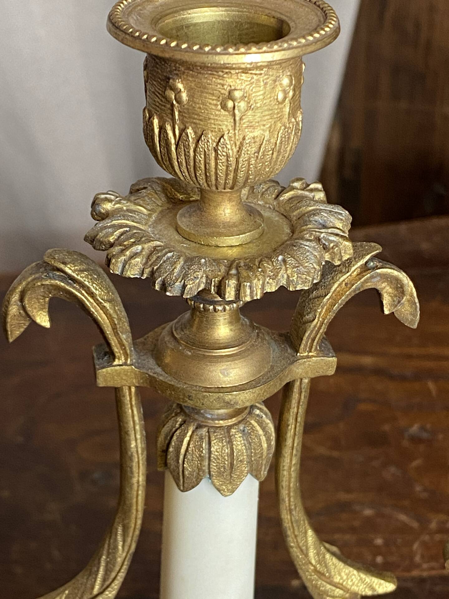 Pair of bronze and marble candelabra, France, 19th century