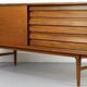 Teak sideboard with sliding door and drawers, 1960s.