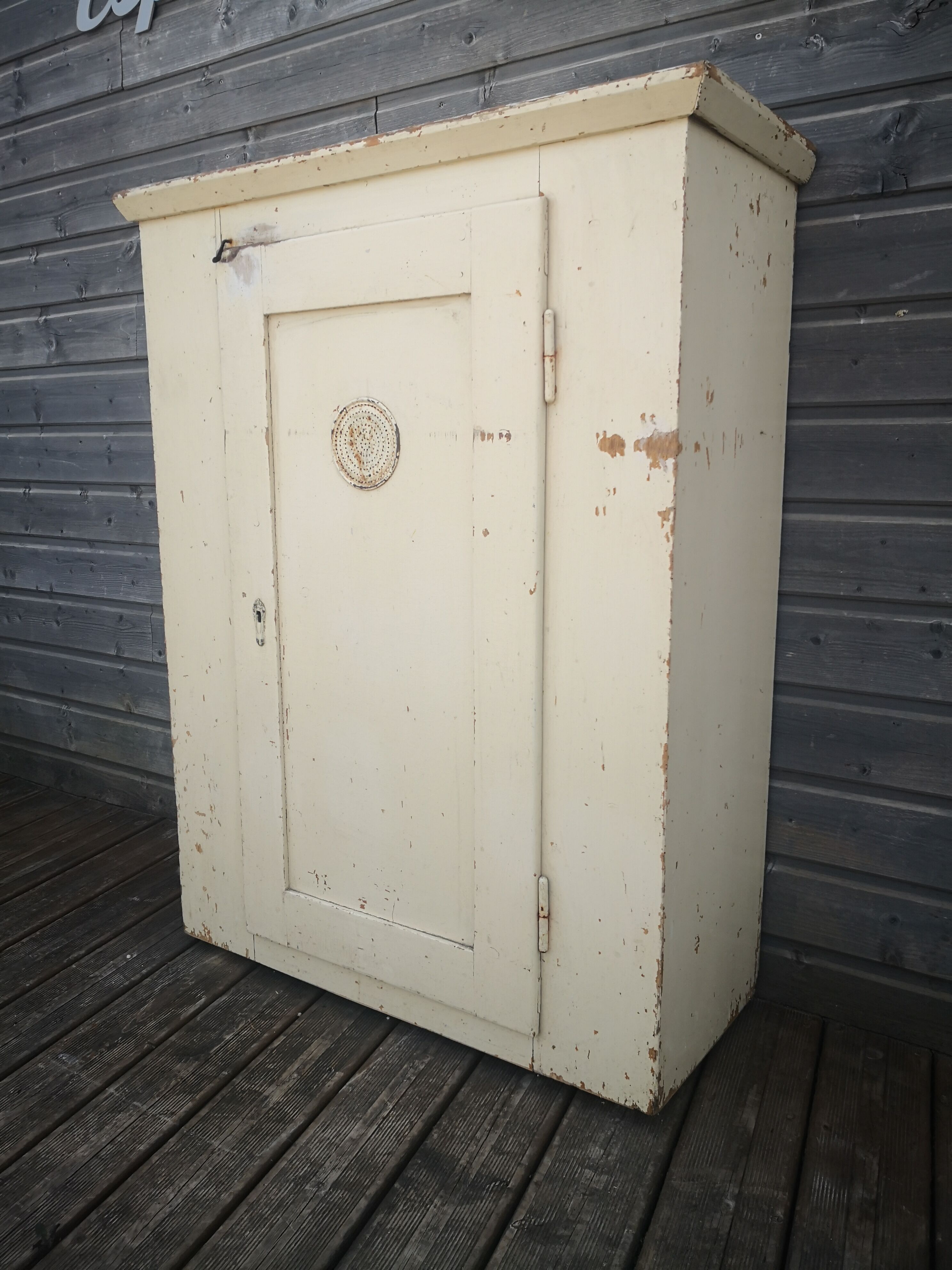 Vintage wooden pantry, old kitchen furniture