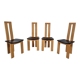 4 chaises  en cuir et bois , années 80