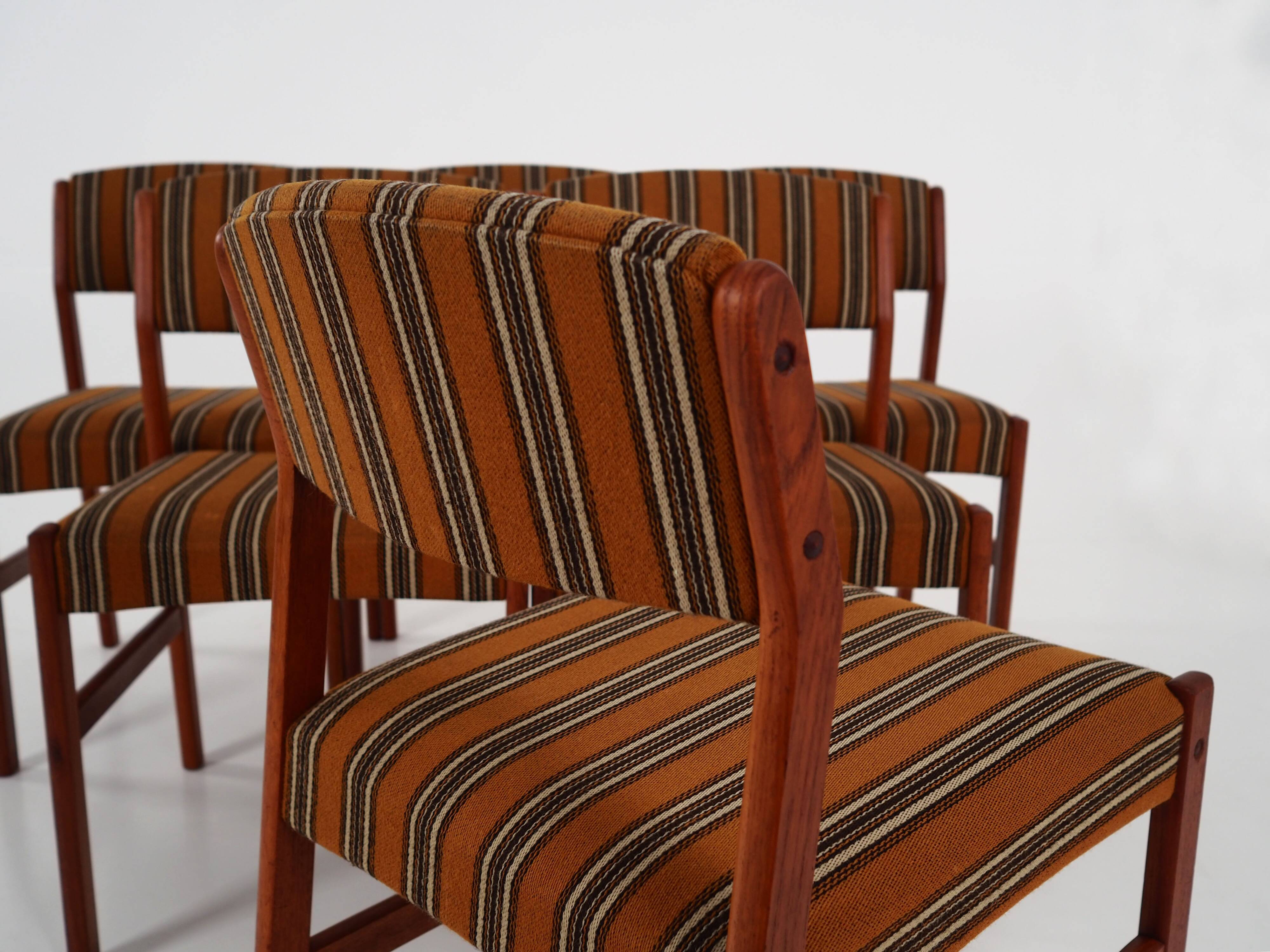 Set of six teak chairs, Danish design, 1970s, production: Denmark