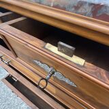 Louis-Philippe chest of drawers in cherry burl and Pyrenees marble top f