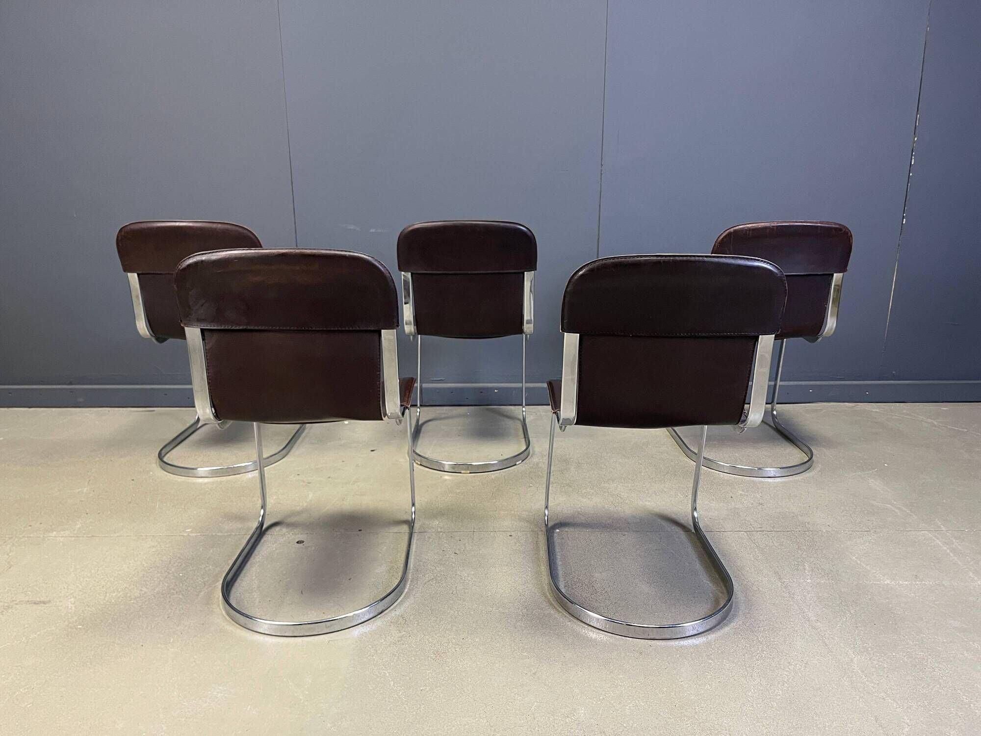 Vintage dining chairs by Willy Rizzo for Cidue, set of 5, 1970s