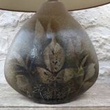 Vintage 1970 Art ceramic bedside lamp Herbarium style