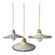 Lot de 3 suspensions vintage en opaline blanche festonnée, France