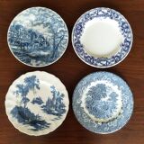 8 blue & white plates