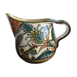 Pitcher Paul Fouillen Quimper faience floral decoration, French hand painted