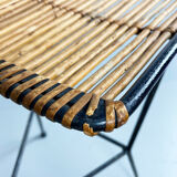 Rattan and Iron Bar Stool by Dennis Lennon, England, c.1950