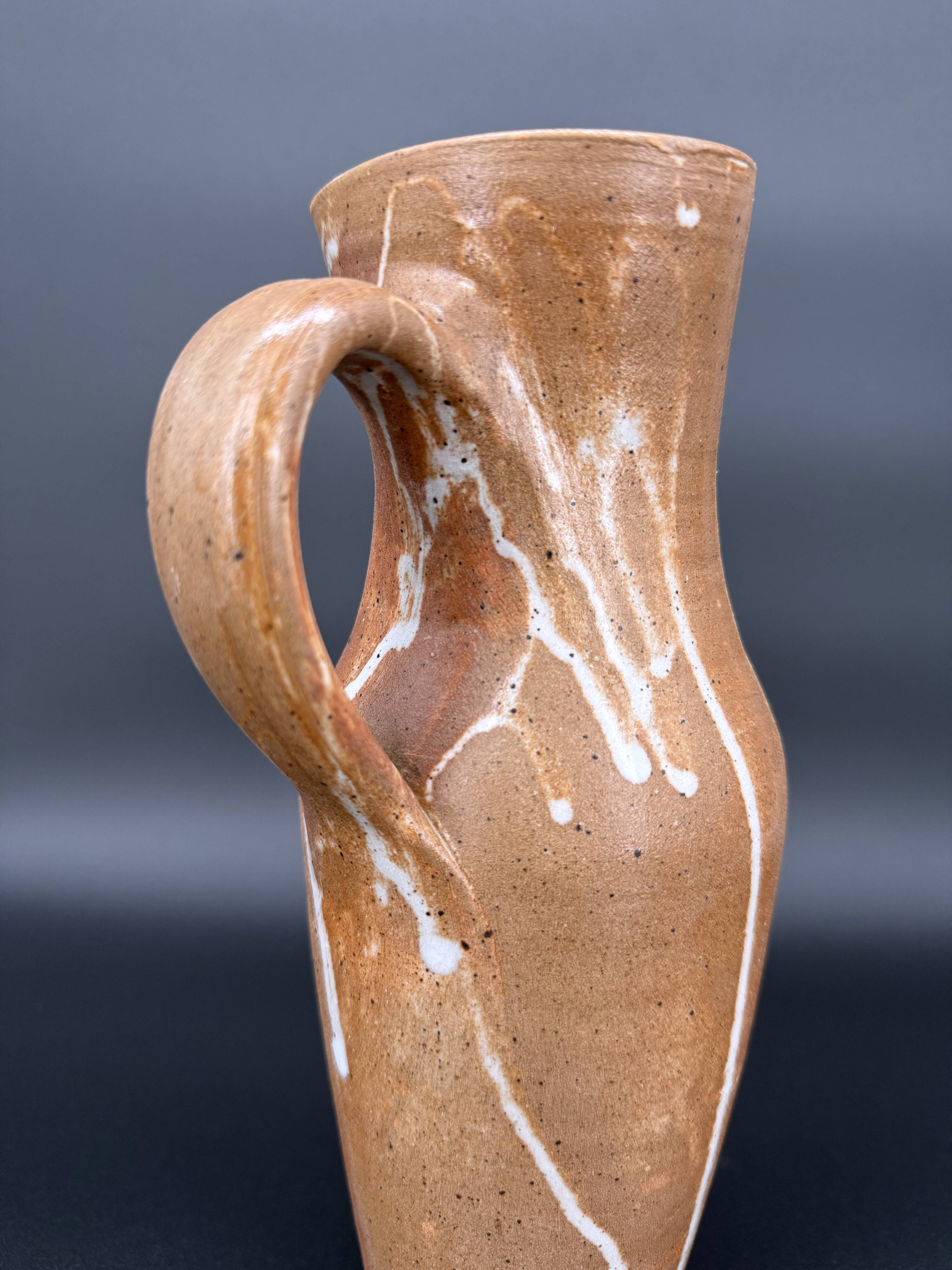 Large vintage flamed stoneware jug – France, 1970s