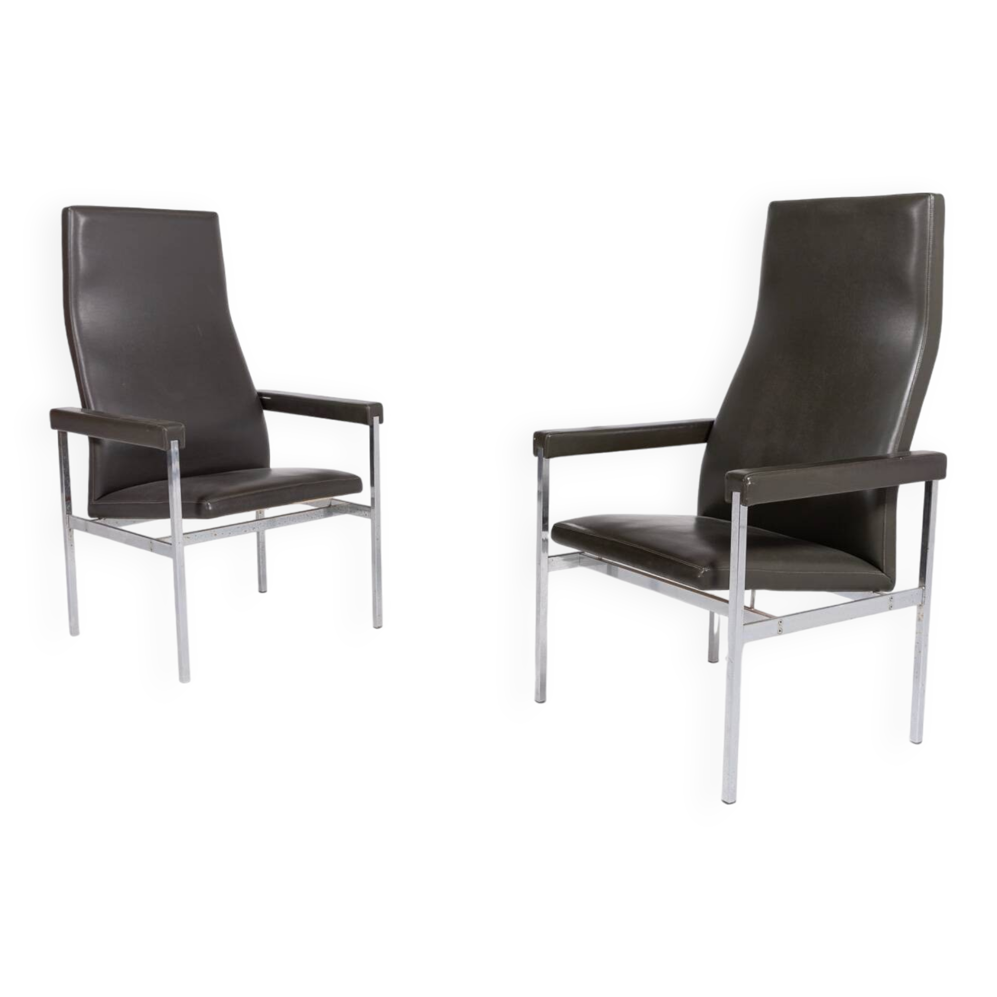 Paire de fauteuils à dossier haut de Fritz Hansen, Danemark des années 1980