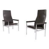 Paire de fauteuils à dossier haut de Fritz Hansen, Danemark des années 1980