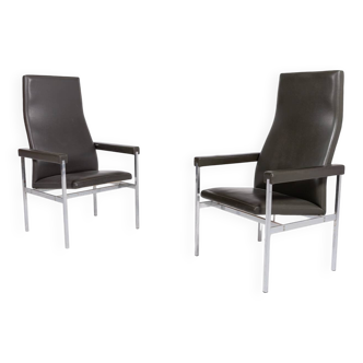 Paire de fauteuils à dossier haut de Fritz Hansen, Danemark des années 1980