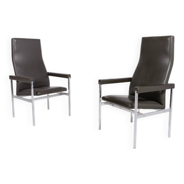 Paire de fauteuils à dossier haut de Fritz Hansen, Danemark des années 1980