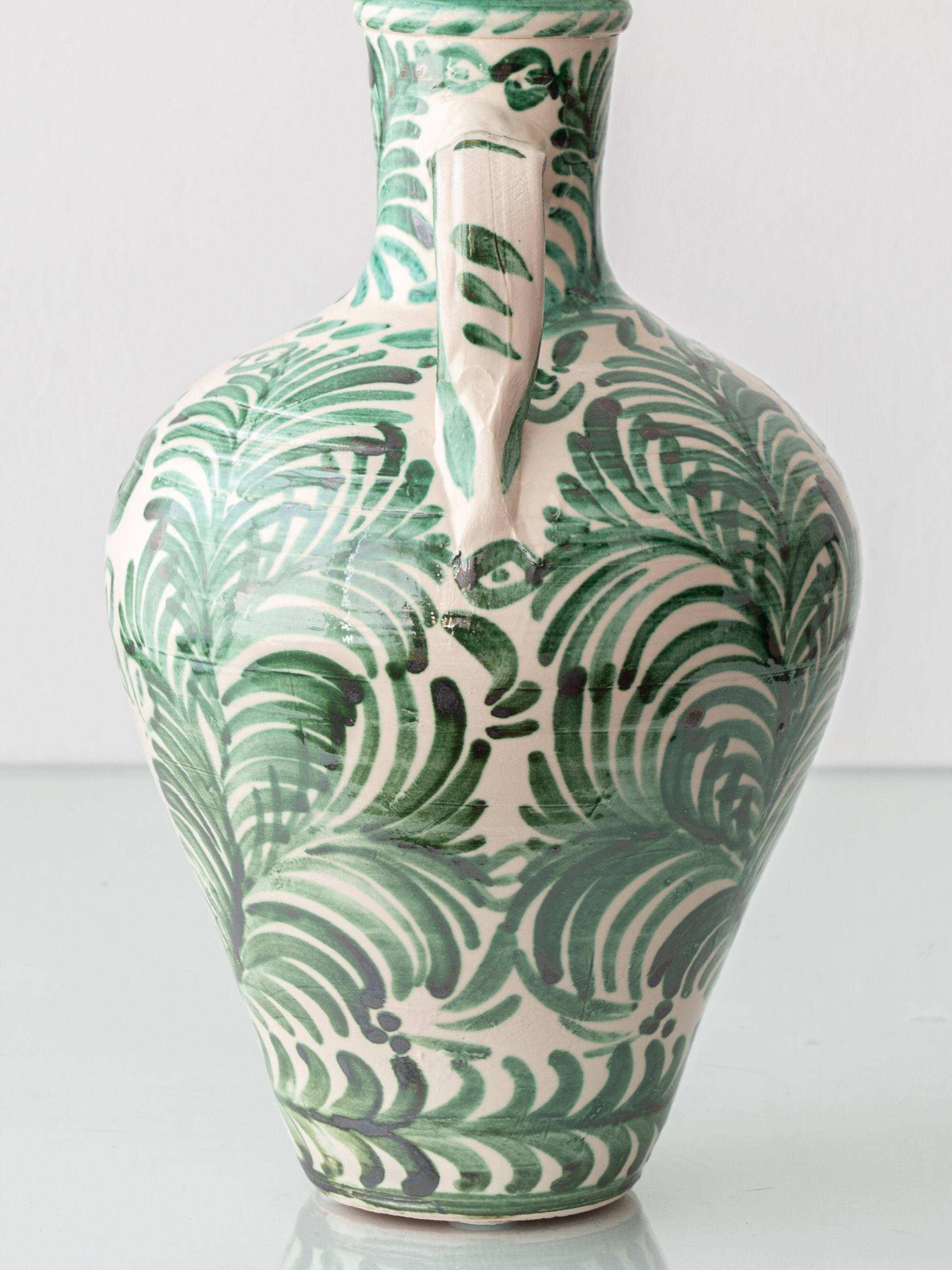 Pair of Spanish Revival Ceramic Table Lamps from Granada, New Linen Lampshades