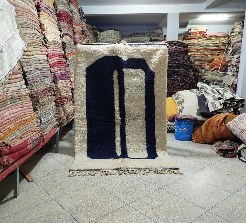 Handmade artificial beni ourain rug size 150 x 250 cm