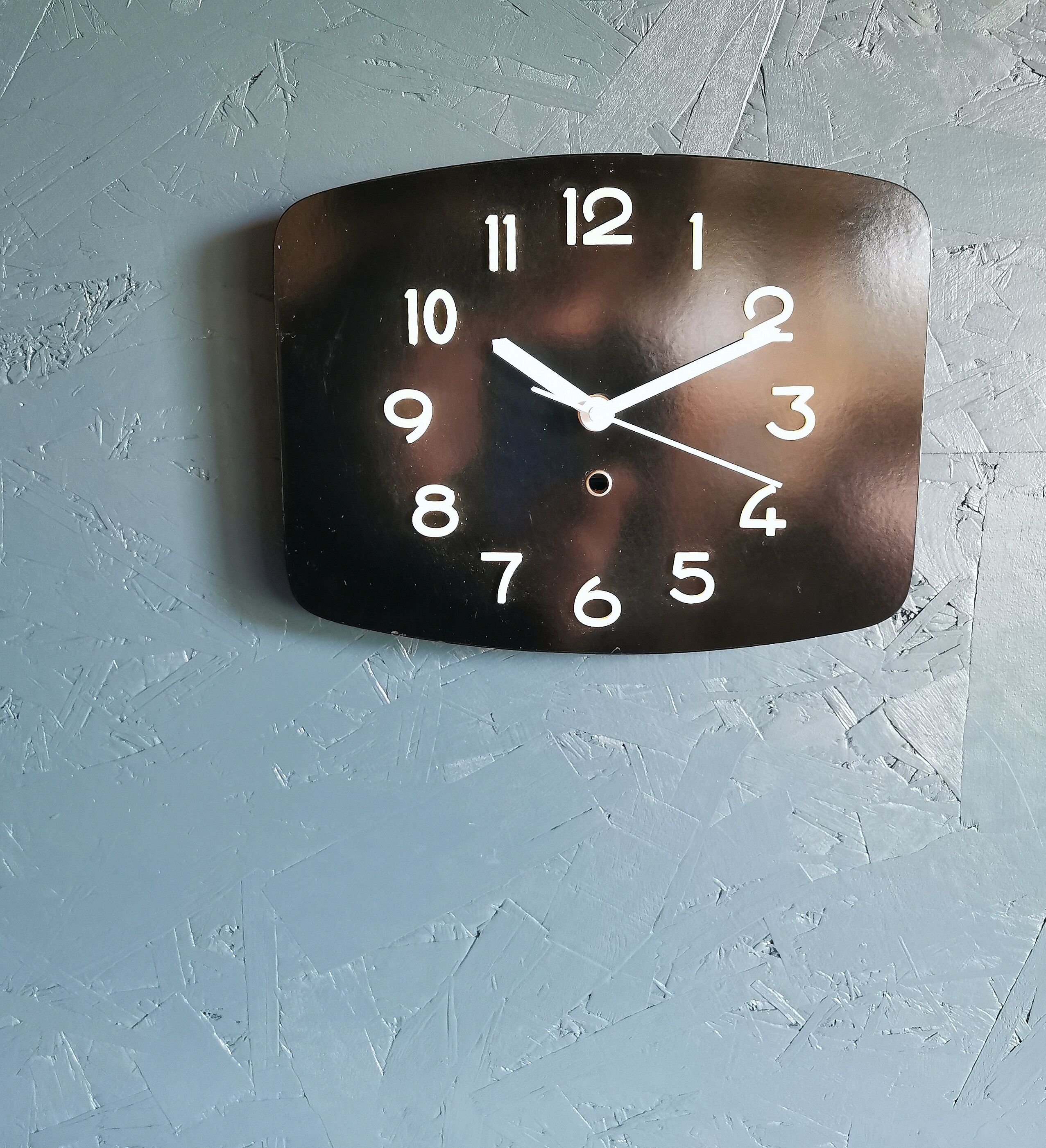 Rectangular vintage formica wall pendulum clock "Phosphorescent black"