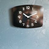 Rectangular vintage formica wall pendulum clock "Phosphorescent black"