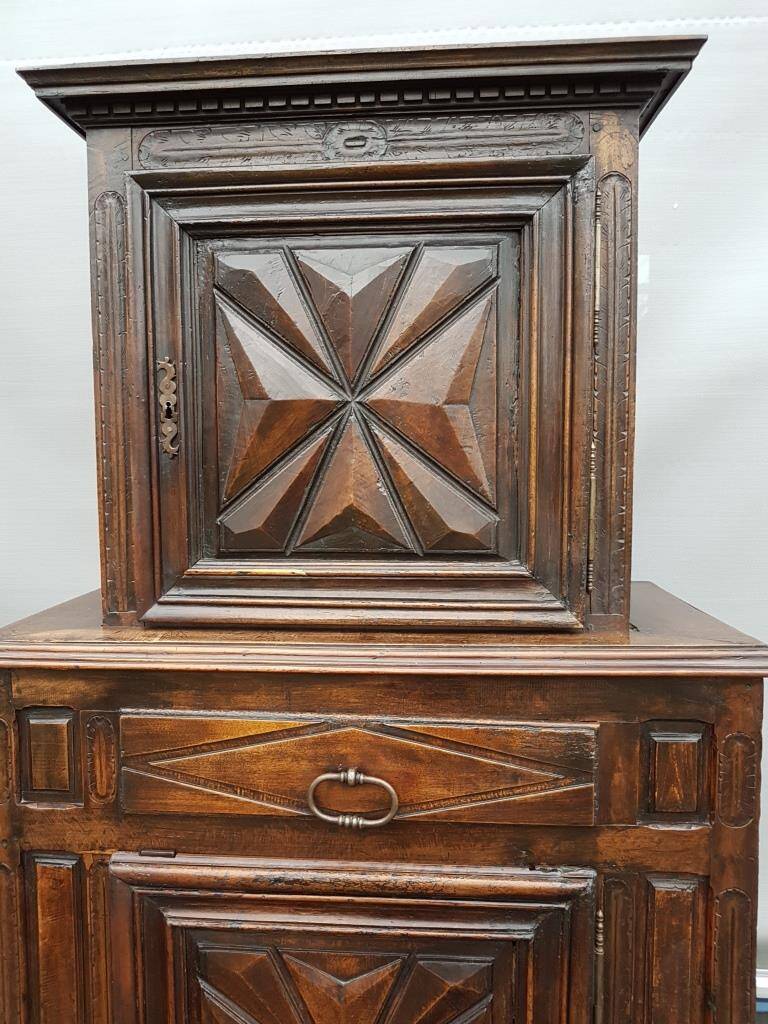 Louis XIII style two-piece recessed high wardrobe