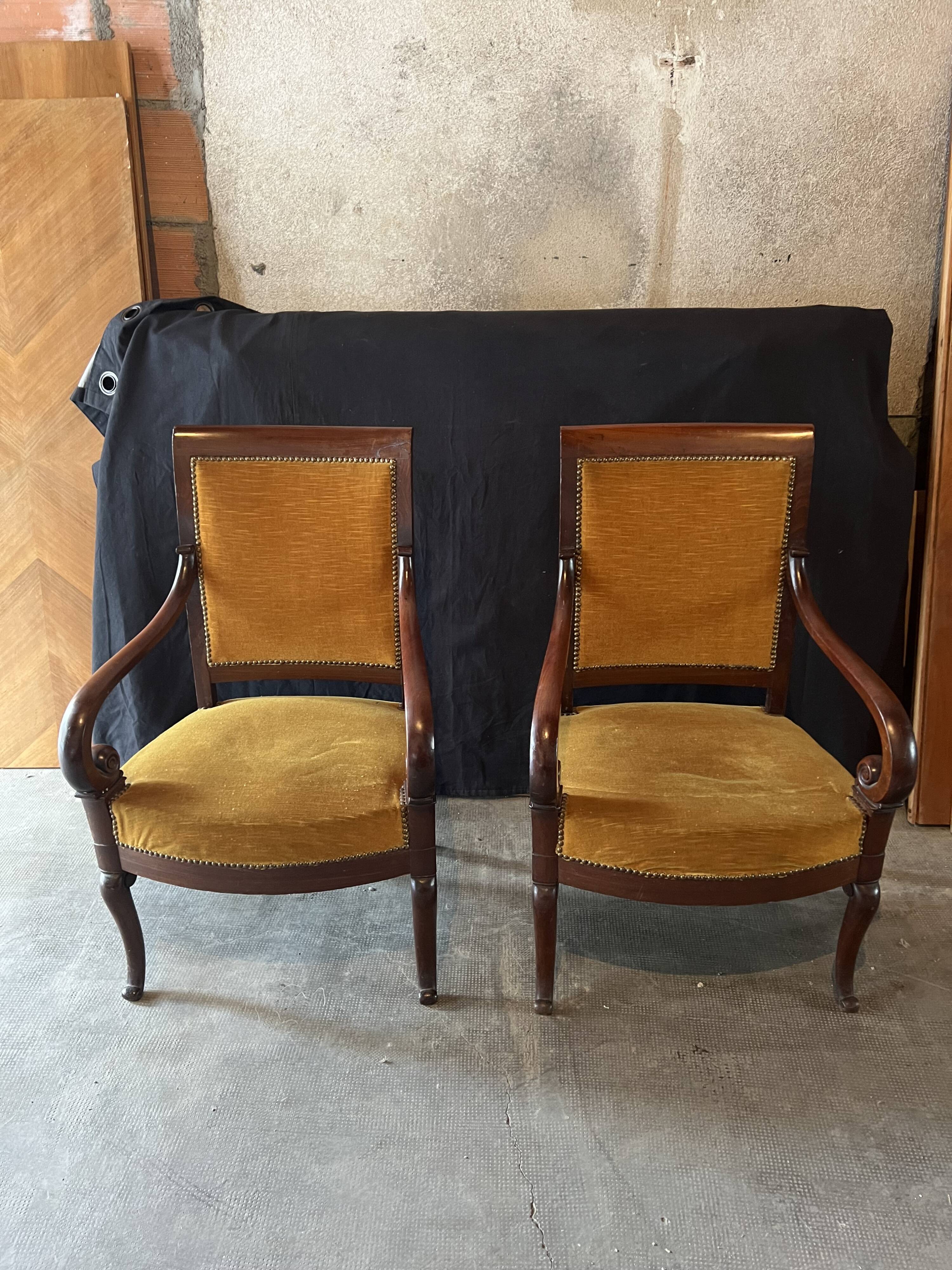 Pair of empire armchairs