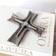 Vintage brutalist bronze crucifix, religious art from the 1950s