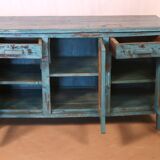 Ancien buffet en teck birman patine bleue d'origine