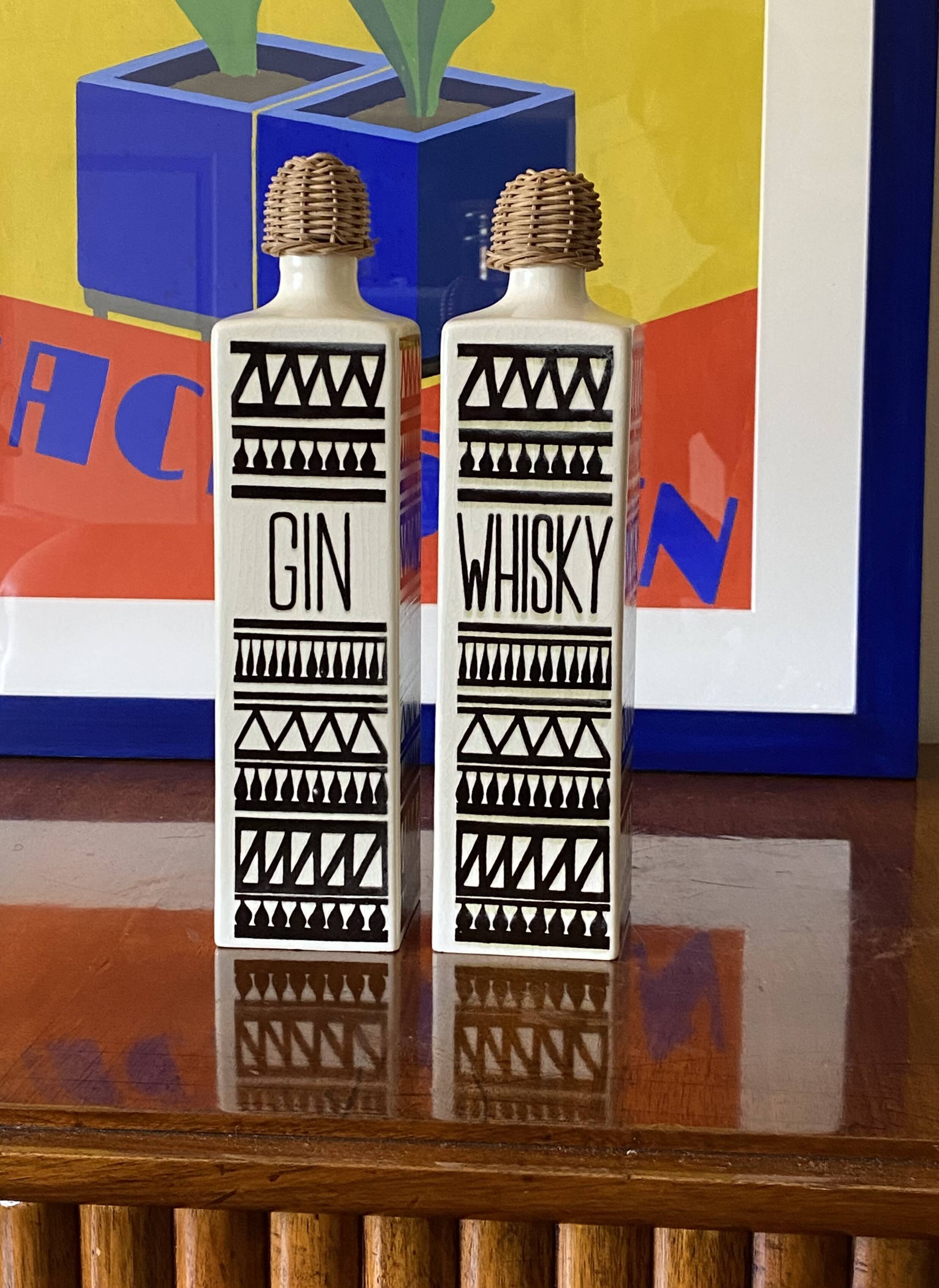 Mid-century set of 2 ceramic bottles, Staffel Limburg Germany, 1960s